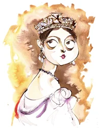 Königin Victoria von Großbritannien, englische Monarchin (1819-1901); Karikatur (nach einem Gemälde von Thomas Sully von 1838)